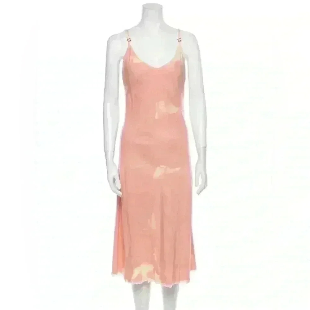MOTHER 100% cotton tie dye pink midi dress